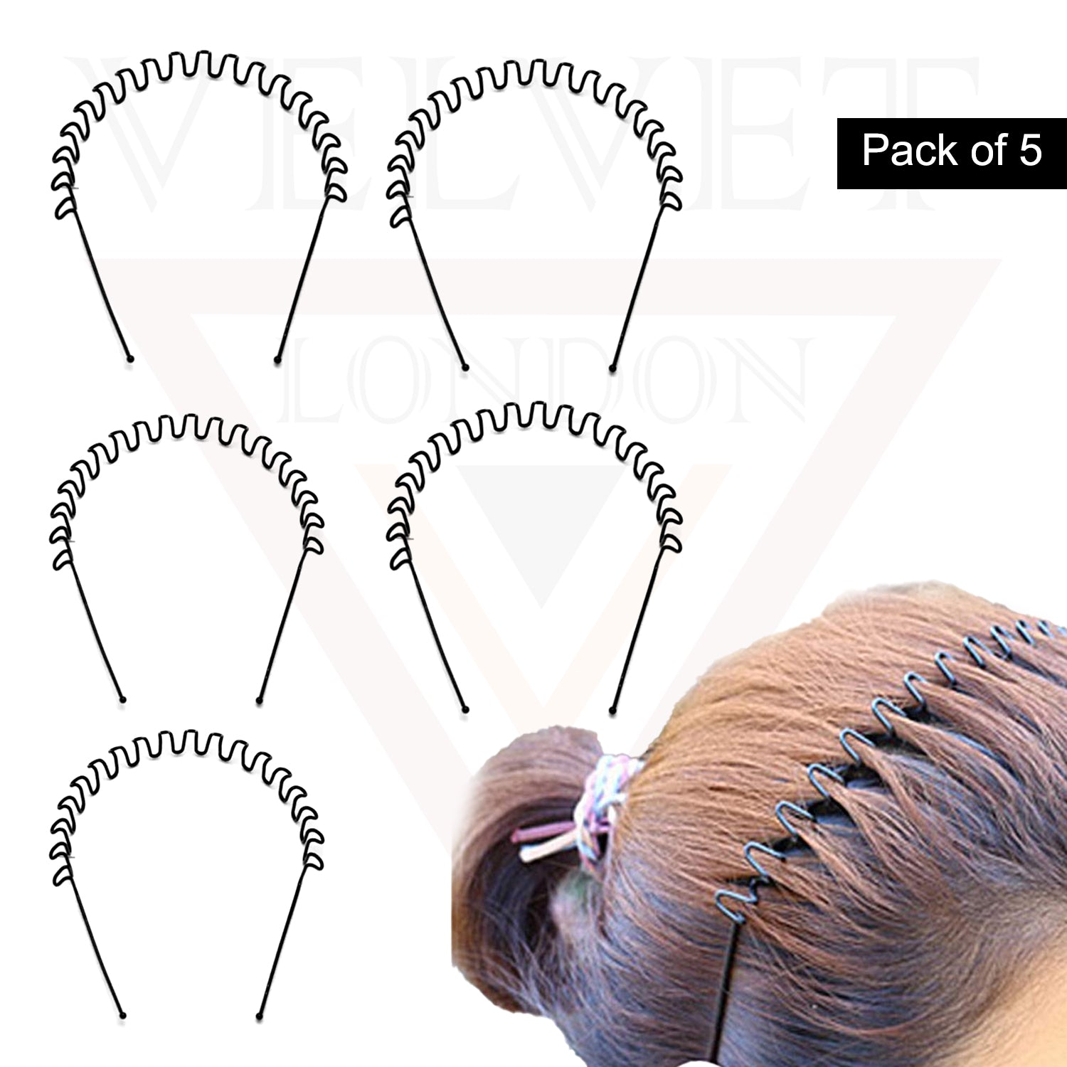 Unisex Black Wave Hair Band Sports Zigzag Hair Hoop Metal Headband Men  Women UK
