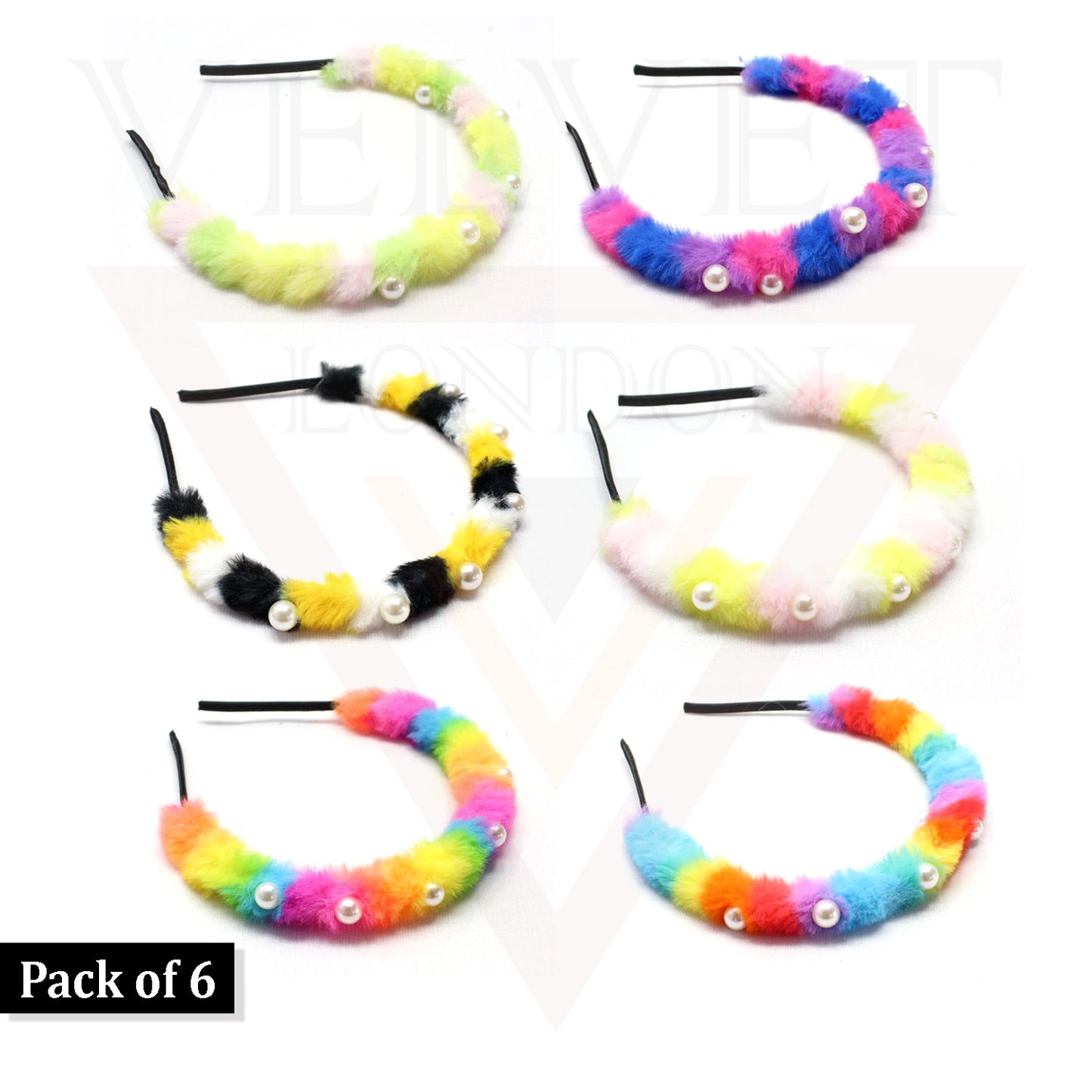 Soft Furry Headbands Pearl Fluffy Hair Hoop Unicorn Band