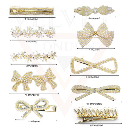 Pearl Hair Clips Hairpins Metal Crocodile Grips