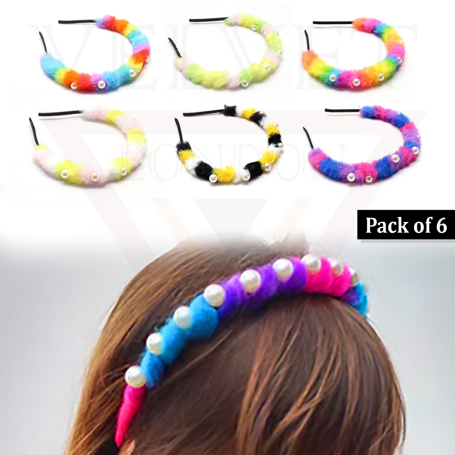 Soft Furry Headbands Pearl Fluffy Hair Hoop Unicorn Band