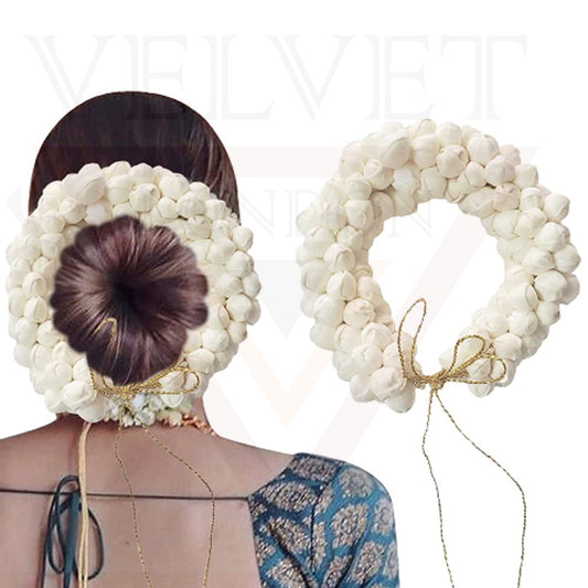 White Gajra Bun Artificial Flower Hair Styling Juda