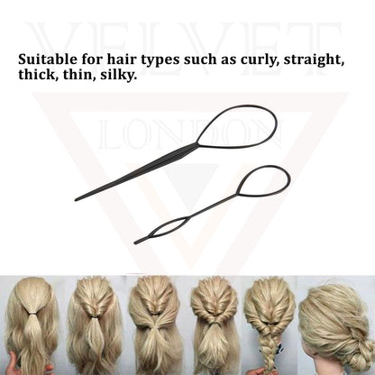 Hair Braid Topsy Twist Styling Ponytail Maker Black Tool Bun Maker Hair Braid Topsy Twist Styling Loop Ponytail Maker Black Tool