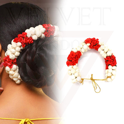 Floral Gajra Artificial Flower Bun Jasmine Rose Hair Styling Juda