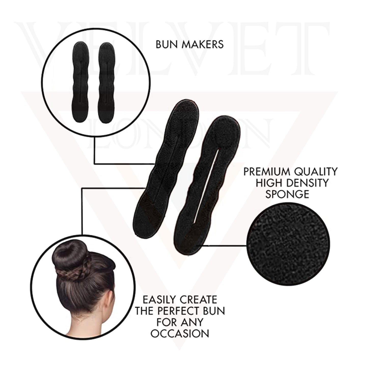 Hair Bun Maker Sponge Bun Holder Clip Black Styling Tool Magic French Twist Hair Bun Maker