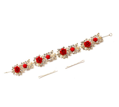 Bridal Rose Flowers Rhinestone Pearl Hairpin Clip Broach