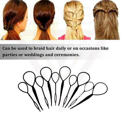 Hair Braid Topsy Twist Styling Ponytail Maker Black Tool Bun Maker Hair Braid Topsy Twist Styling Loop Ponytail Maker Black Tool