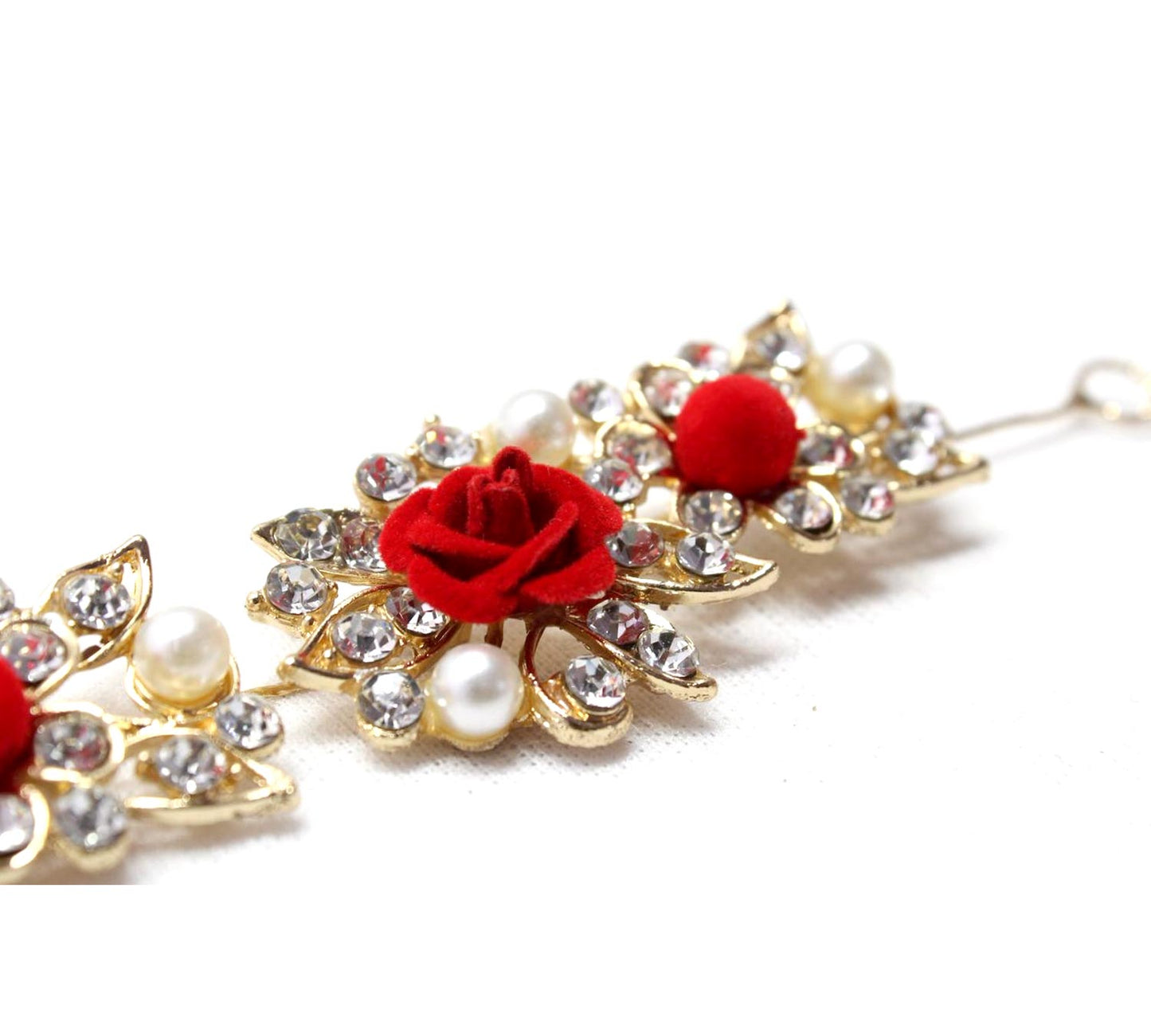 Bridal Rose Flowers Rhinestone Pearl Hairpin Clip Broach