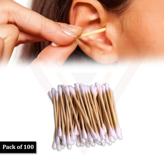 100Pcs Cotton Ear Swabs Ear Cleaning Buds Tips Soft And Natural Wooden Sticks