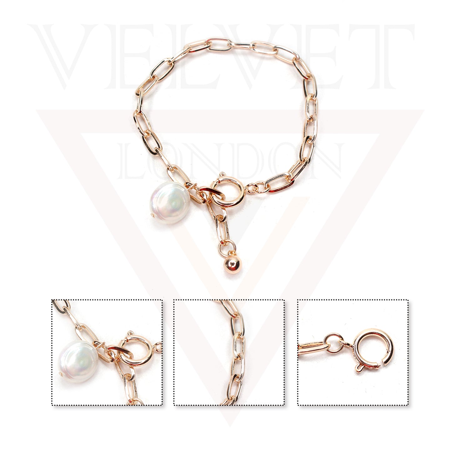 Classic Charm Bracelet Shinny Round Pearl