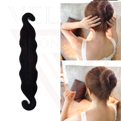 Hair Bun Maker French Tool Roller Hook Black Foam Sponge Non Slip Bun Maker