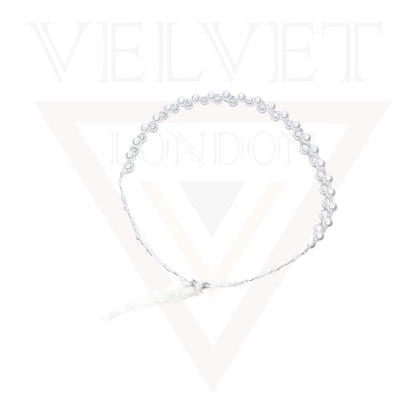 Big Pearl Tiara Crown Headband Twin Pearl With Wire Ribbon