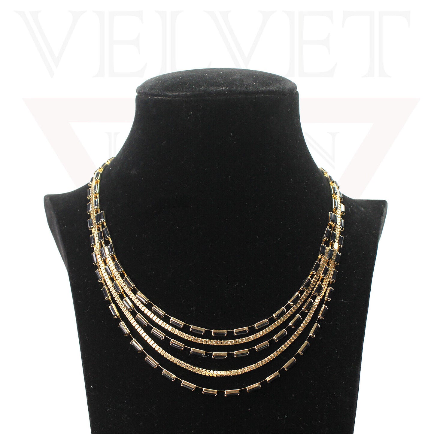 Stones Necklace Trendy Antique Multilayer Golden Chain Necklace Party Jewellery