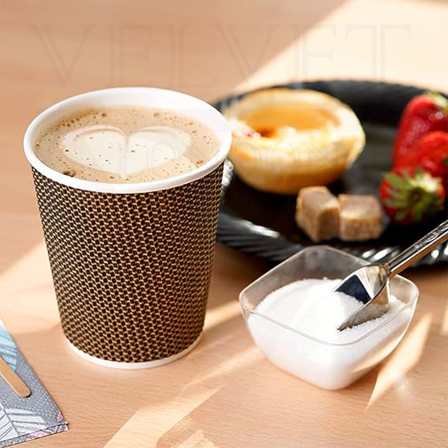 Disposable Paper Cups Ripple 3 Ply Paper Brown Cups Hot Coffee Tea Drinking Cup