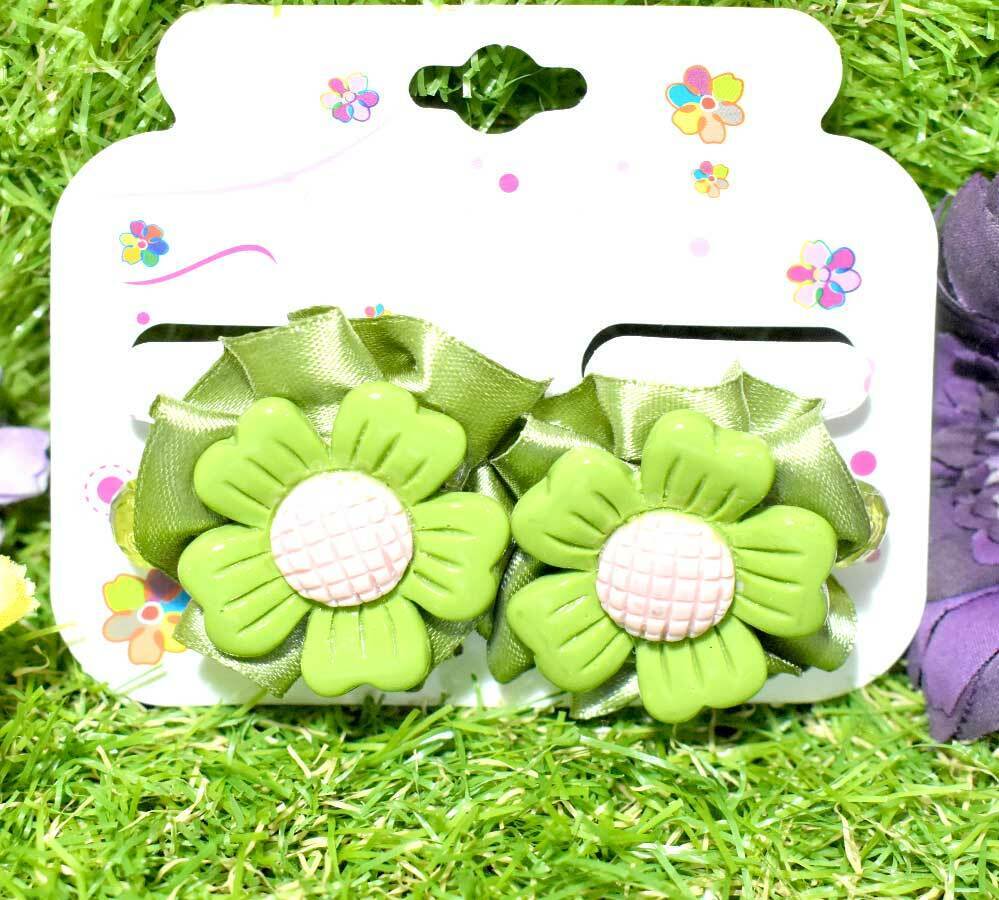 2X Flower Hair Rubber Band Kids Hair Pony Tie Elastic Baby Clips Girls Hair Band