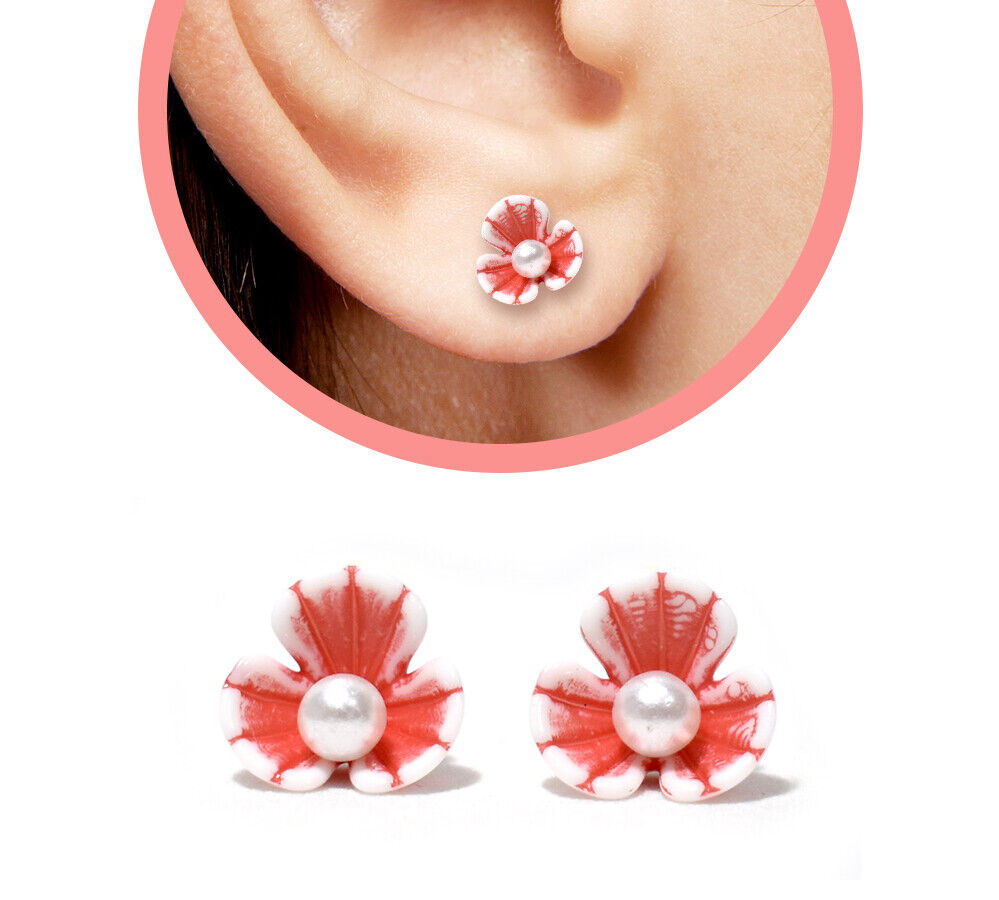 Pearl Flower Ear Stud Earring Pierced Retro Boho Partywear Bridesmaid Jewellery