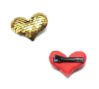 2x Heart Shaped Cute Hair Clips Metal Snap Baby Barrettes Sparkly HairPins