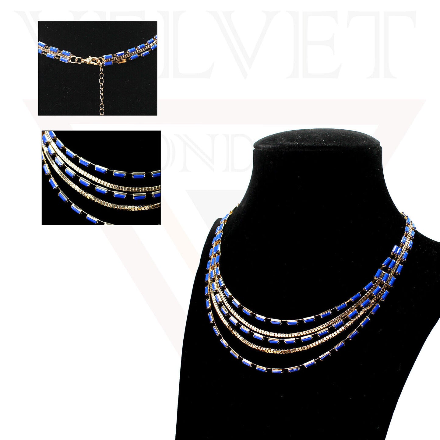 Stones Necklace Trendy Antique Multilayer Golden Chain Necklace Party Jewellery