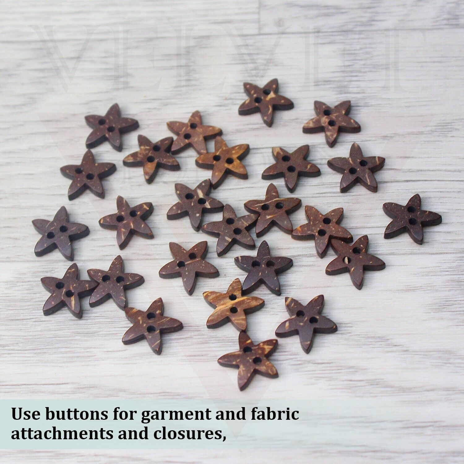 Wooden Buttons Star Shape Buttons for Craft, Sewing Clothing Accessories, 10 mm