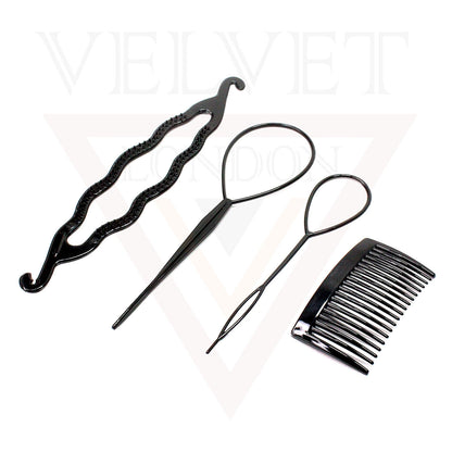 4Pcs Hair Bun Maker Topsy Tools Twist Comb Hair Braiding Tool Hair Styling Tools