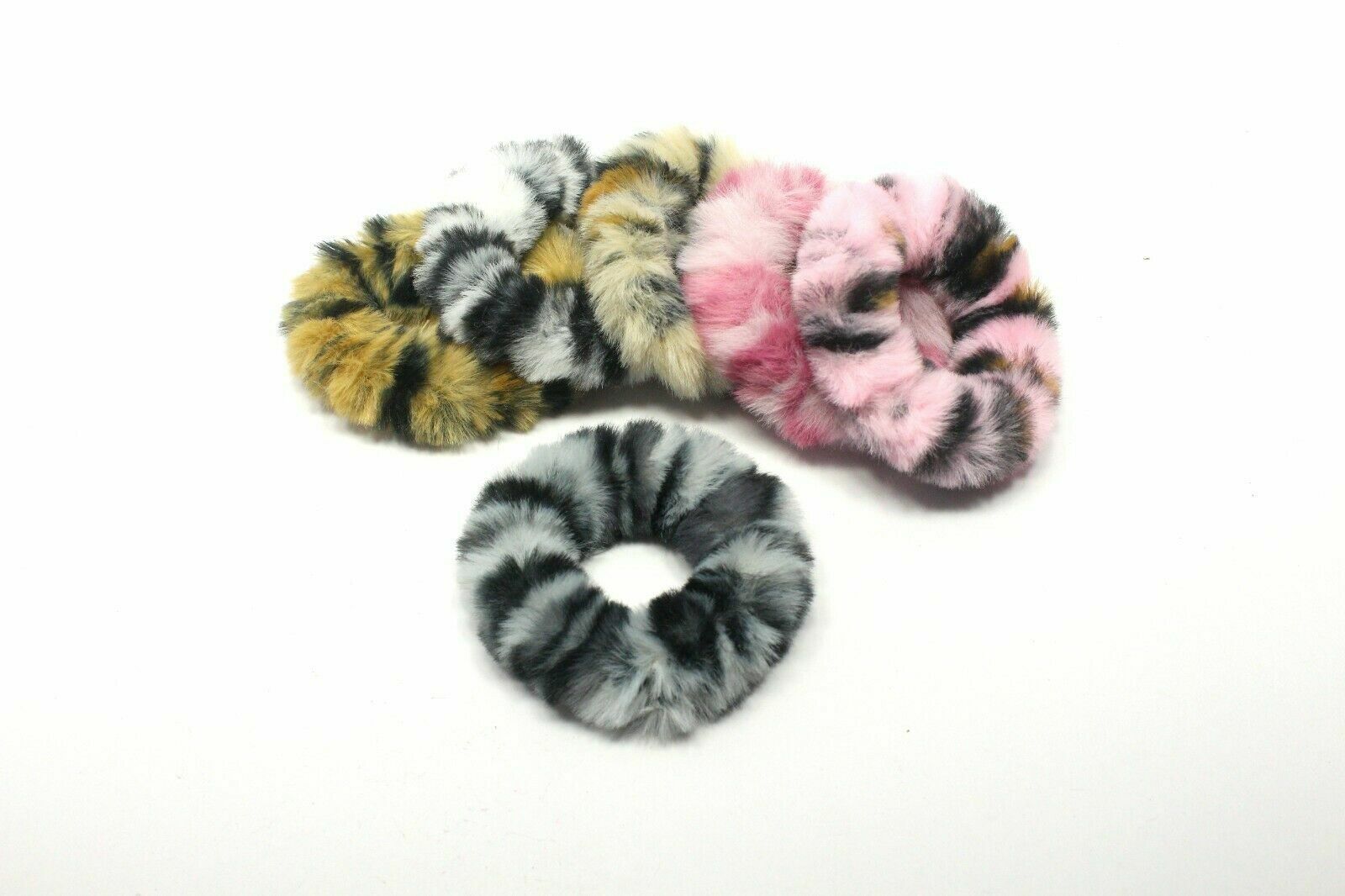 6x Tiger Print Hair Scrunchie Fur Hair Bands Fluffy Elastic Ponytail Tie Rope UK