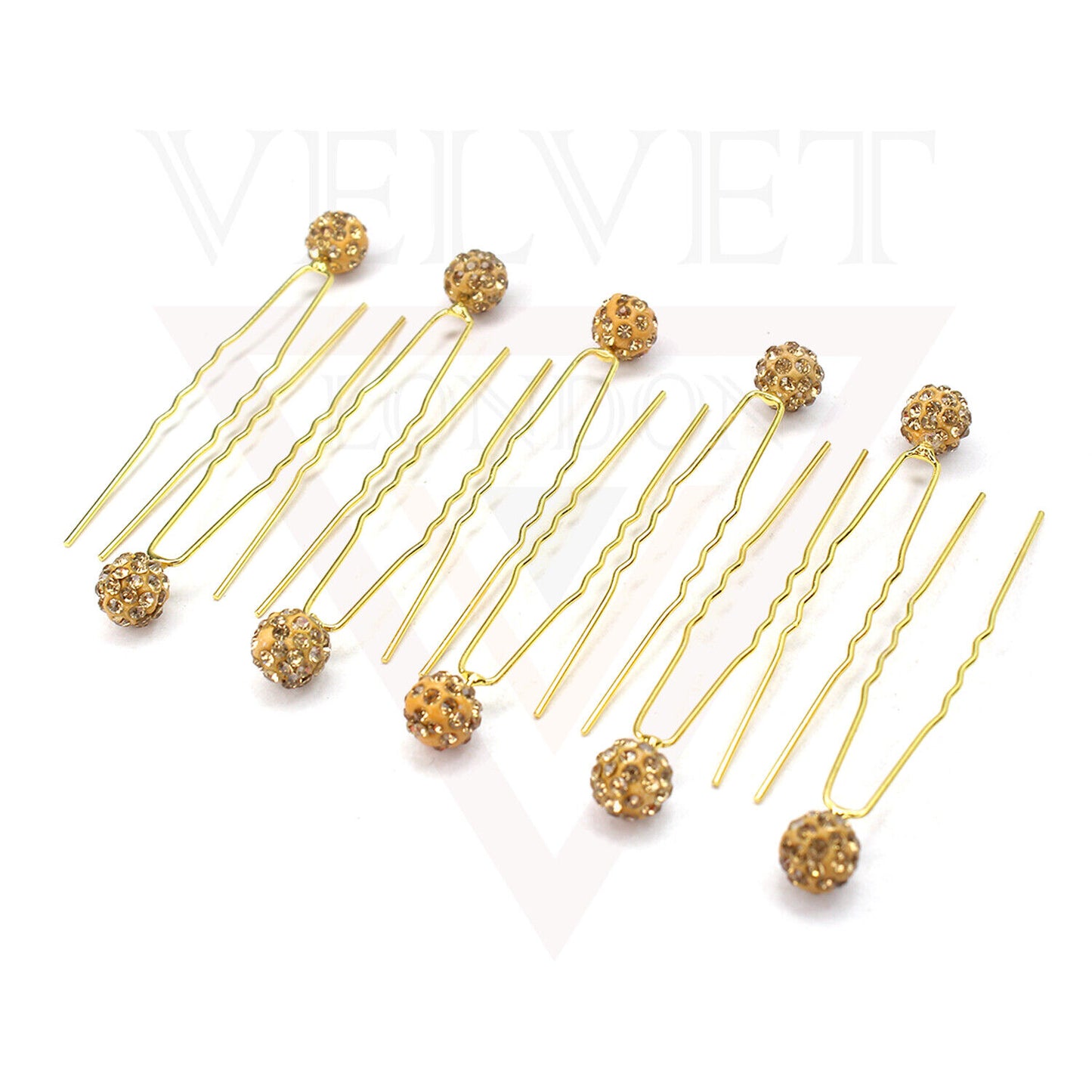 10x Golden Pearl U Pins Wavey Diamond U Pins Hair Clip Brooch Bridesmaid Wedding