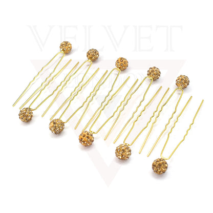 10x Golden Pearl U Pins Wavey Diamond U Pins Hair Clip Brooch Bridesmaid Wedding