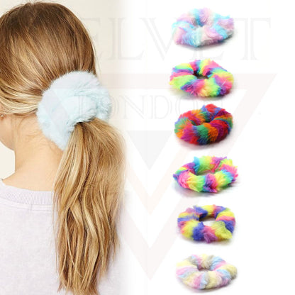 Plush Hair Scrunchie Fur Hair Bands Fluffy Elastic Rubber Ponytail Tie Hair Rope