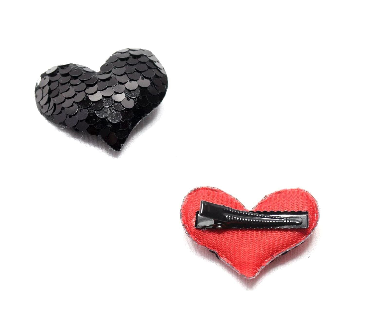 2x Heart Shaped Cute Hair Clips Metal Snap Baby Barrettes Sparkly HairPins