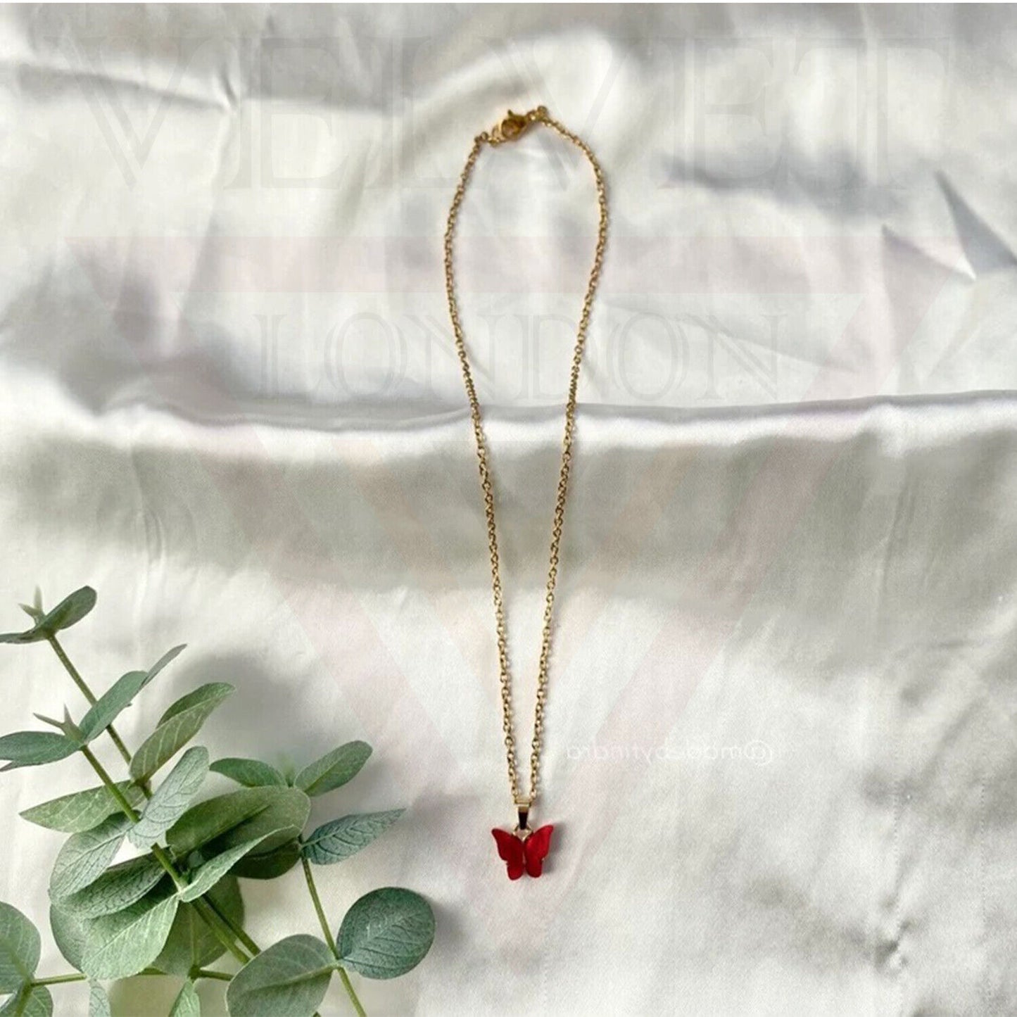 Necklace Colour Butterfly Pendant Golden Chain Vintage Delicate Choker For Women