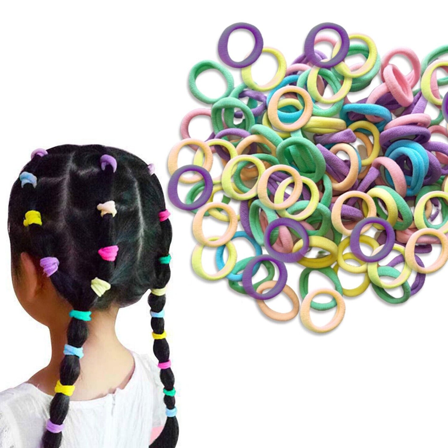 50x Headband Candy Colour Mini Bobbles Elastics Ties Ponies Baby Rope Headwear