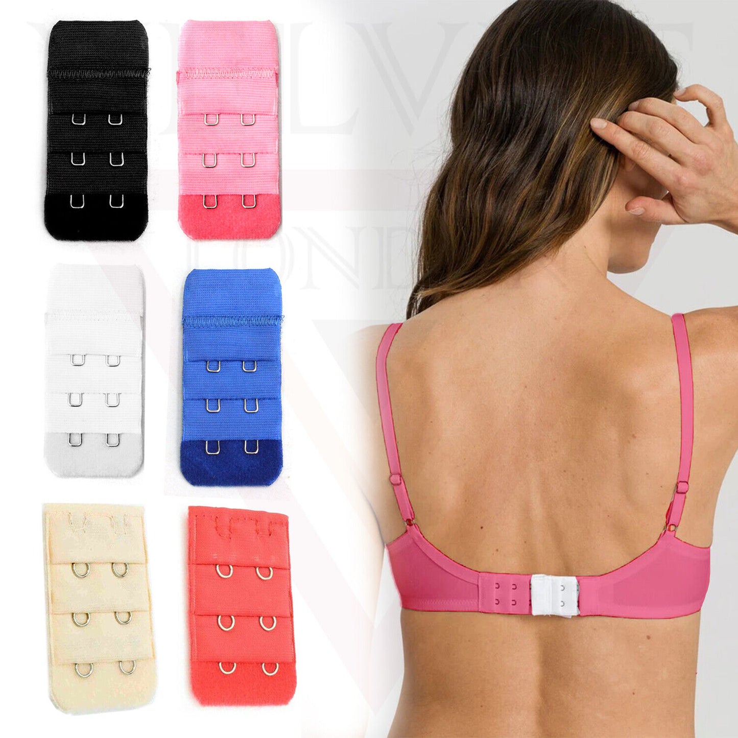 2x Bra Extender Maternity Underwear Adjustable Strap 2 Hook Bra Extension Strap