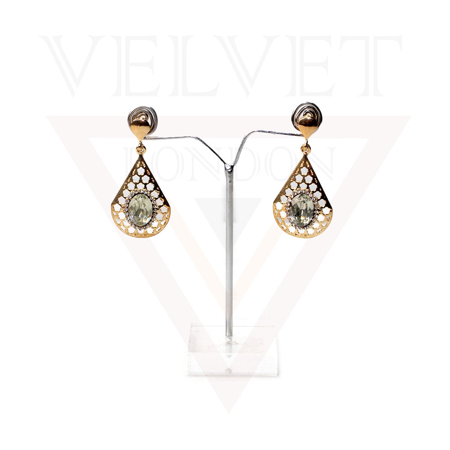 Drop Earrings Crystal Stone Golden Drop Dangle Stud Earrings Women Girls Gifts