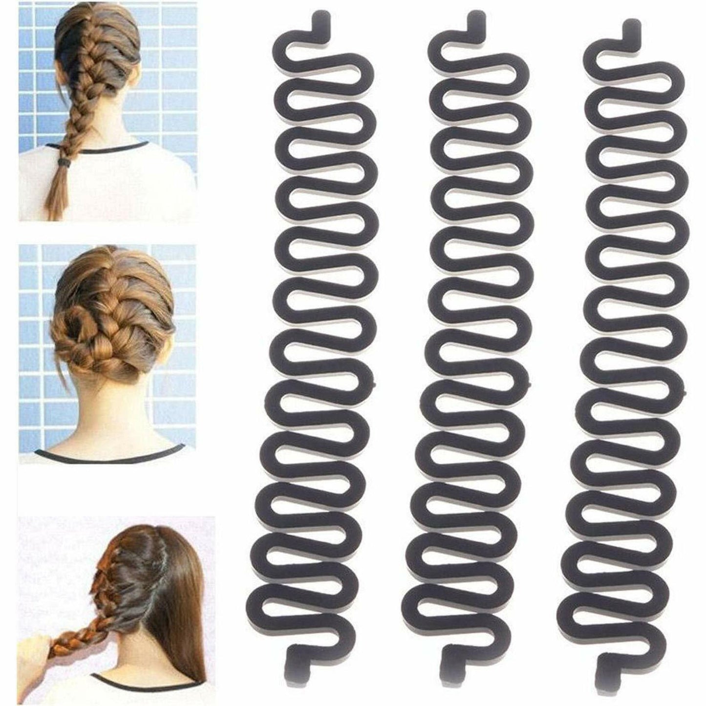 2x Magic French Hair Twist Braiding Maker Styling Clip Roller Tool Bun Making UK