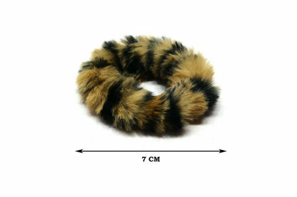 6x Tiger Print Hair Scrunchie Fur Hair Bands Fluffy Elastic Ponytail Tie Rope UK