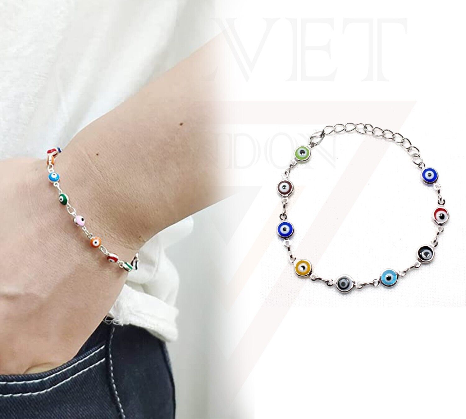 Evil Eye Bracelets Wrist Chain Multi-Colour Beads Beach Lucky Anklets Bracelets