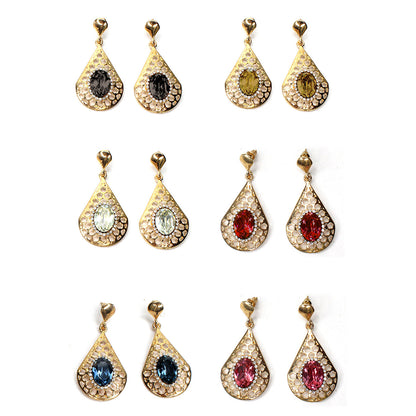 Drop Earrings Crystal Stone Golden Drop Dangle Stud Earrings Women Girls Gifts