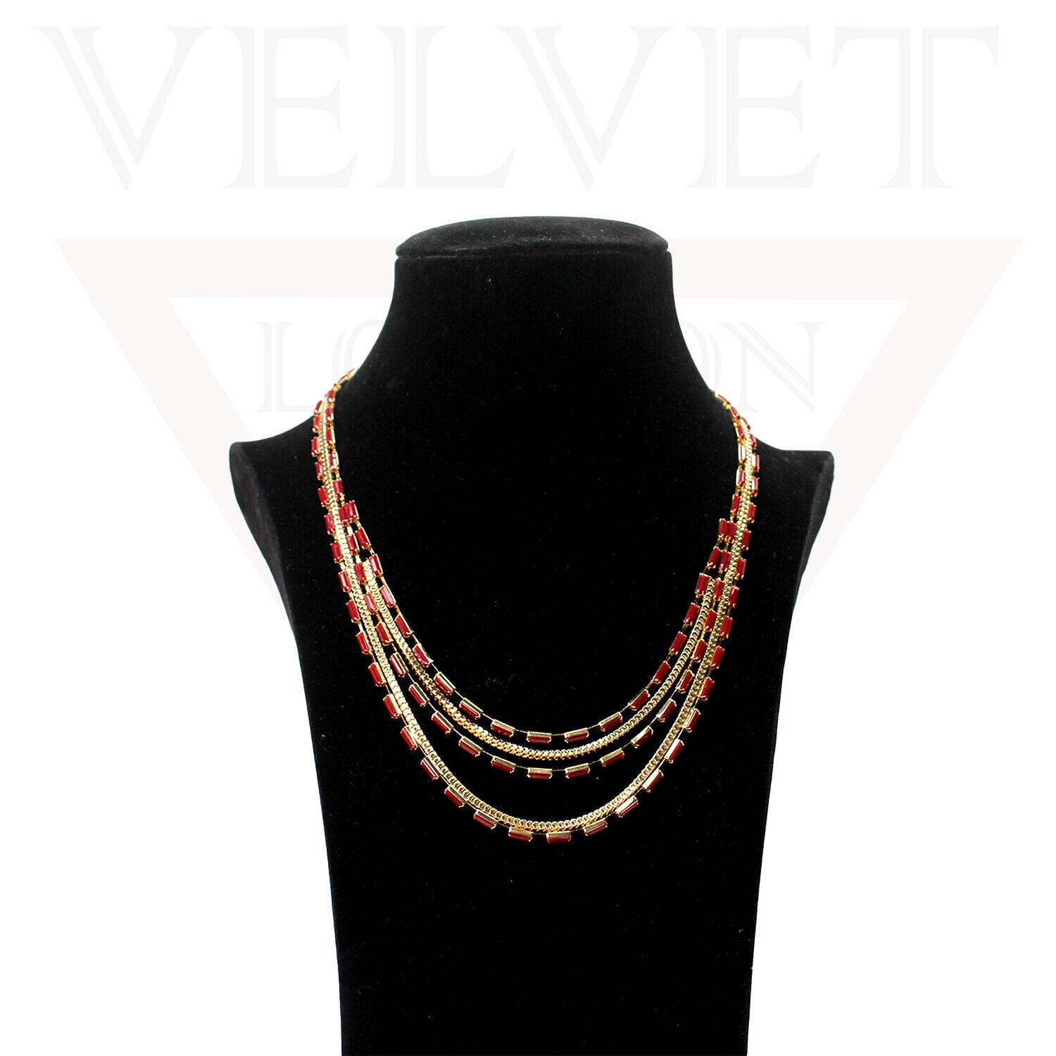 Stones Necklace Trendy Antique Multilayer Golden Chain Necklace Party Jewellery