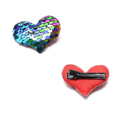 2x Heart Shaped Cute Hair Clips Metal Snap Baby Barrettes Sparkly HairPins