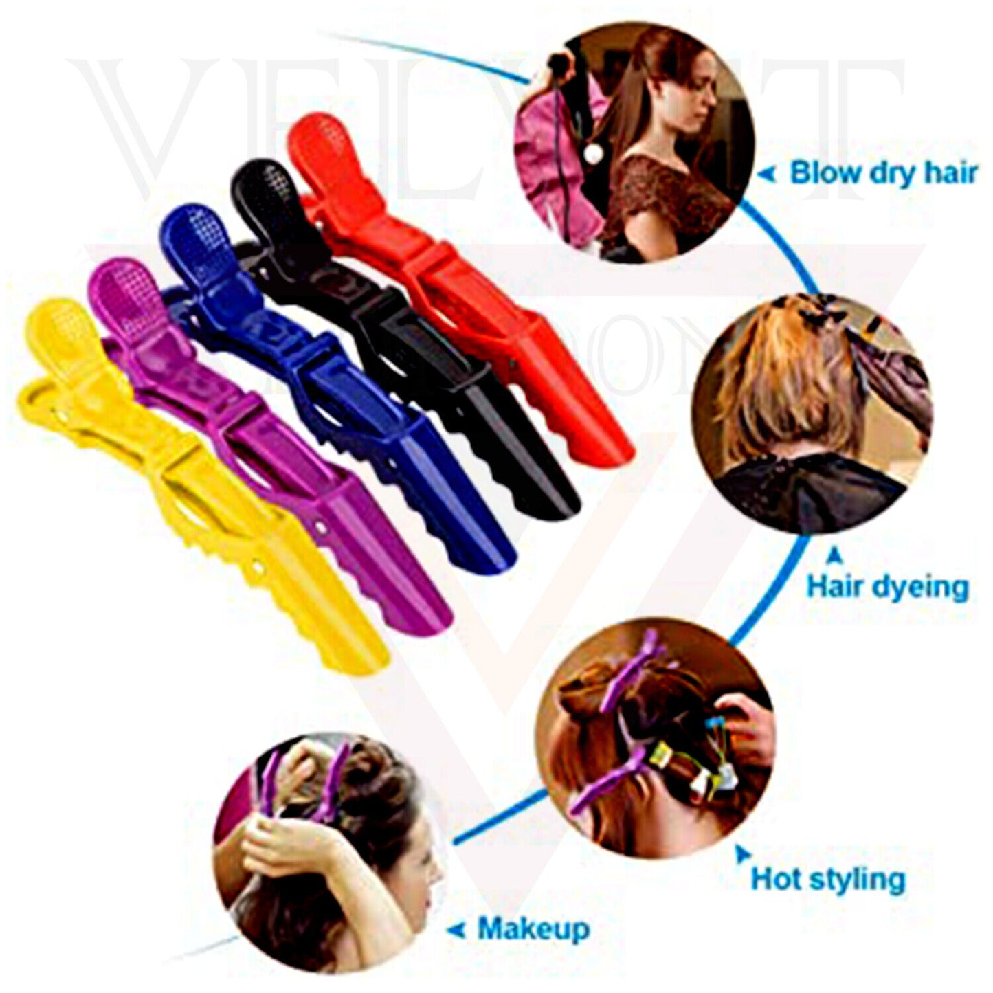 12pc Hair Crocodile Clamps Hair Dressing Clips Professional Salon Section Clips