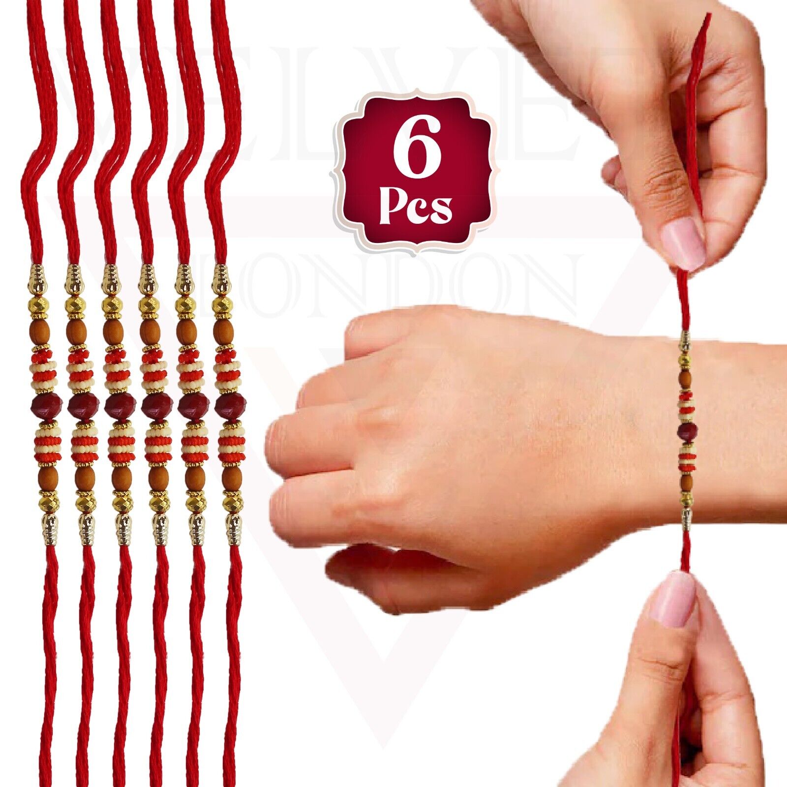 6Pcs Set Raksha Bandhan Rakhi for Brother Rakhi Thread Bracelet Multicolour Bead