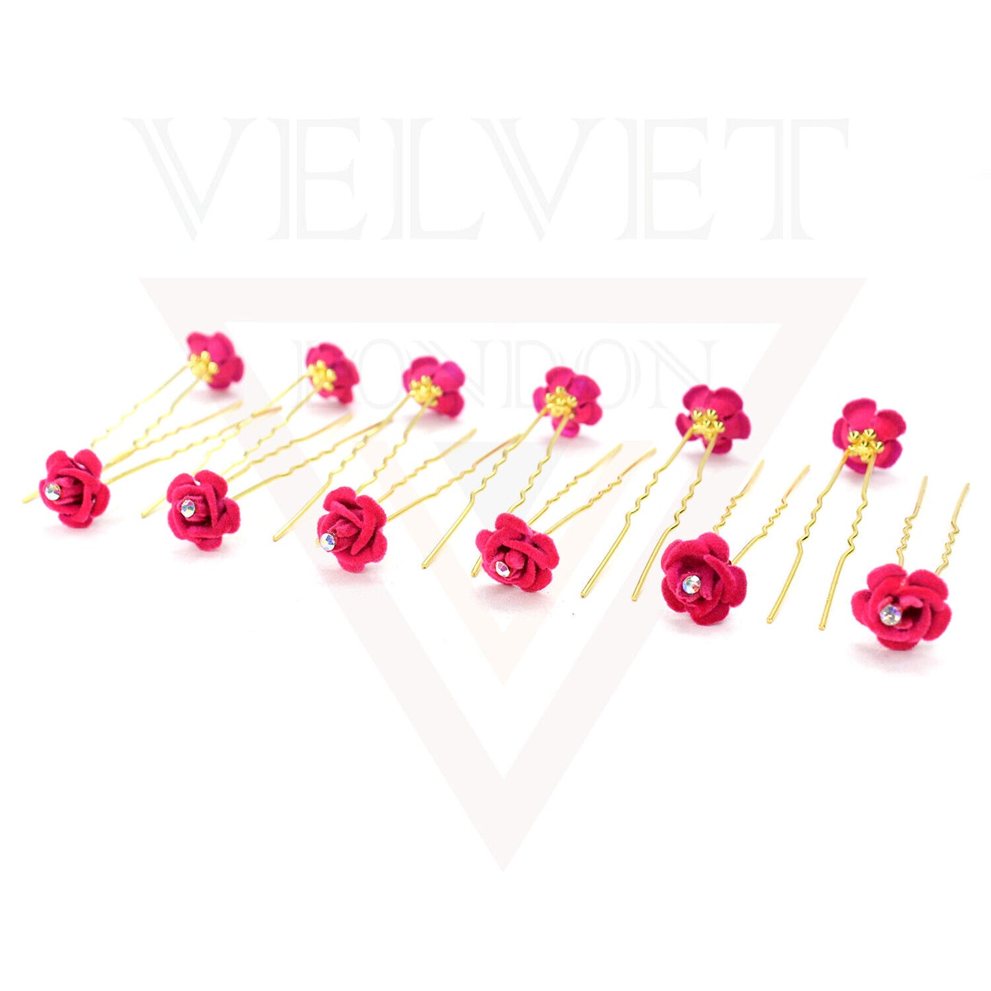 Pink Bridal Hair Pins Rose U Pins Flower Hair Clips Brooch Wedding Bridesmaid UK