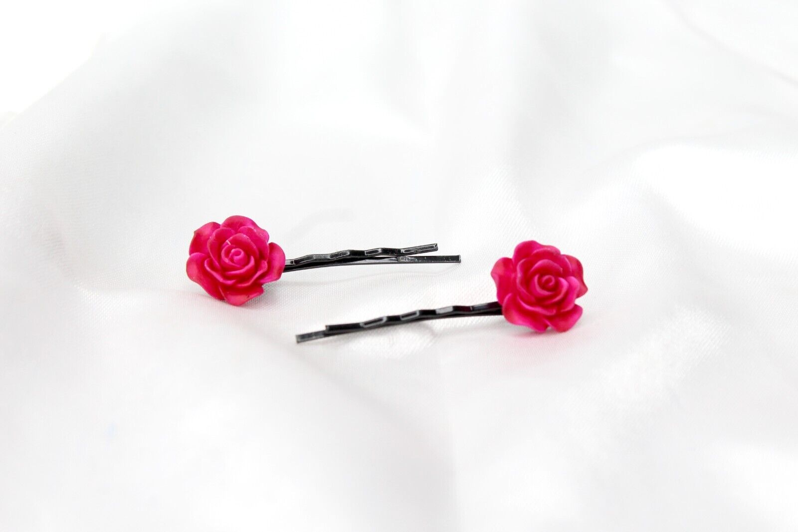 2x Hair Pins Bobby Pins Rose Flower Colourful Metal Grips Slide Pins Hair Clips