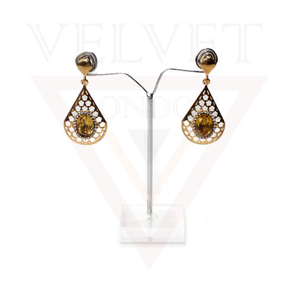 Drop Earrings Crystal Stone Golden Drop Dangle Stud Earrings Women Girls Gifts