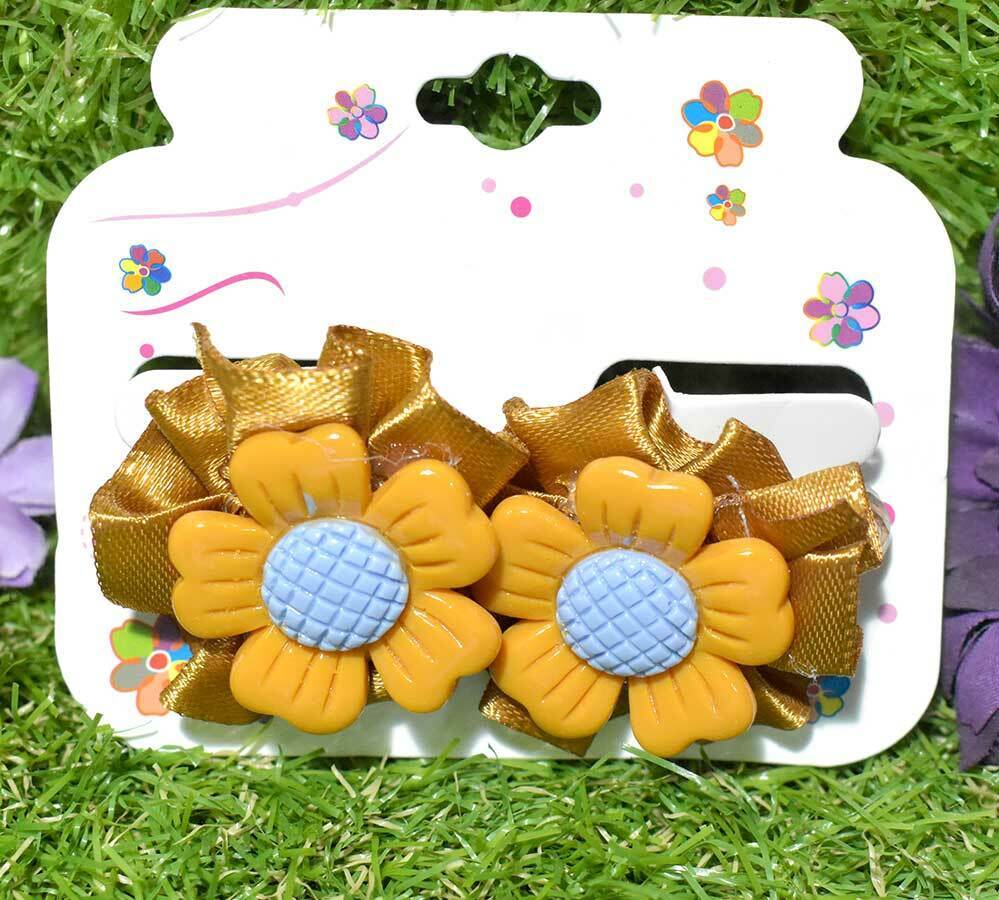 2X Flower Hair Rubber Band Kids Hair Pony Tie Elastic Baby Clips Girls Hair Band