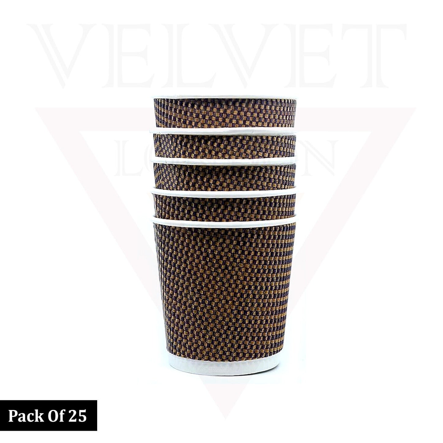 Disposable Paper Cups Ripple 3 Ply Paper Brown Cups Hot Coffee Tea Drinking Cup