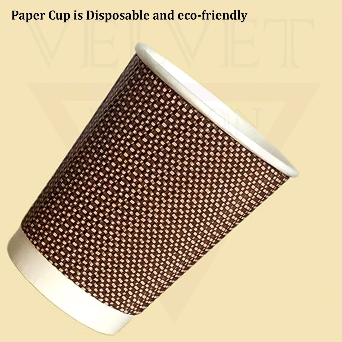 Disposable Paper Cups Ripple 3 Ply Paper Brown Cups Hot Coffee Tea Drinking Cup