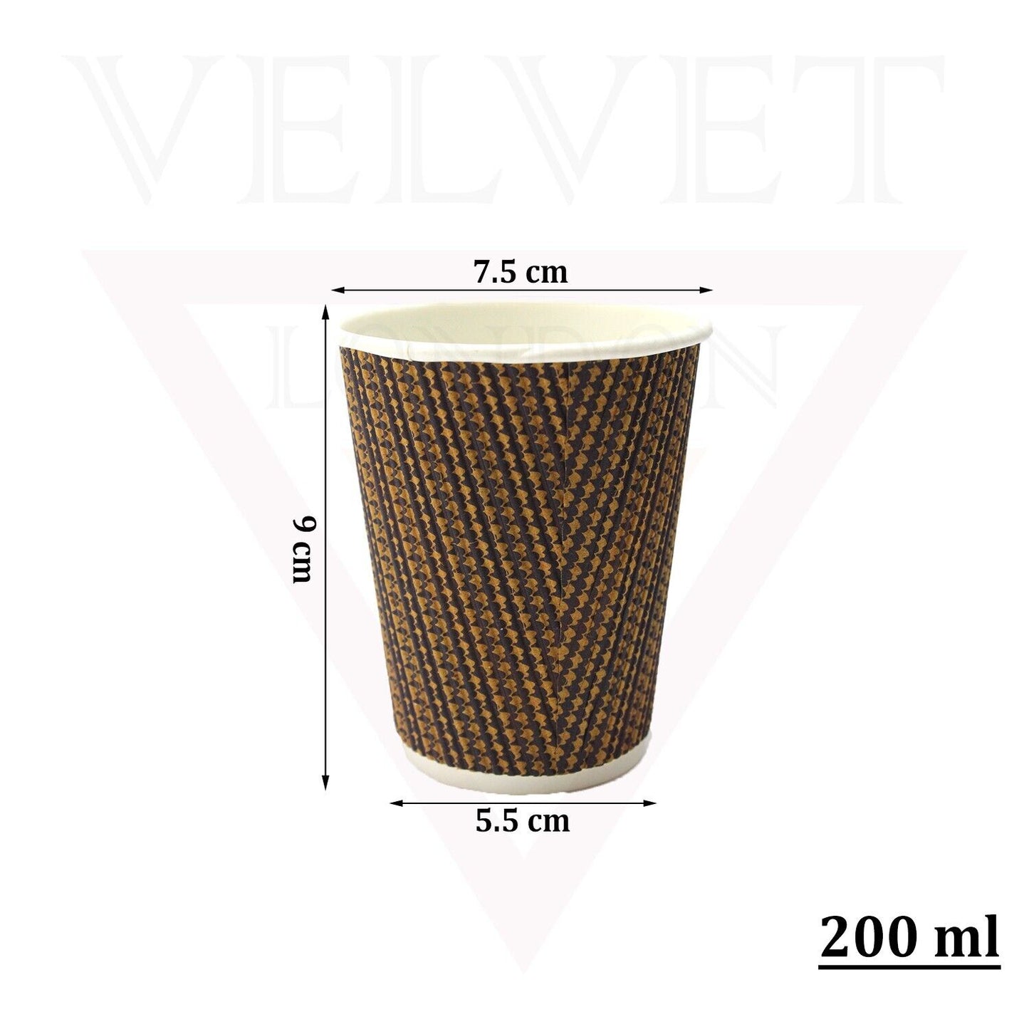 Disposable Paper Cups Ripple 3 Ply Paper Brown Cups Hot Coffee Tea Drinking Cup