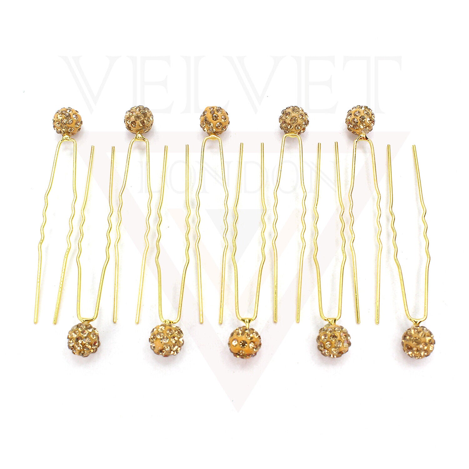 10x Golden Pearl U Pins Wavey Diamond U Pins Hair Clip Brooch Bridesmaid Wedding