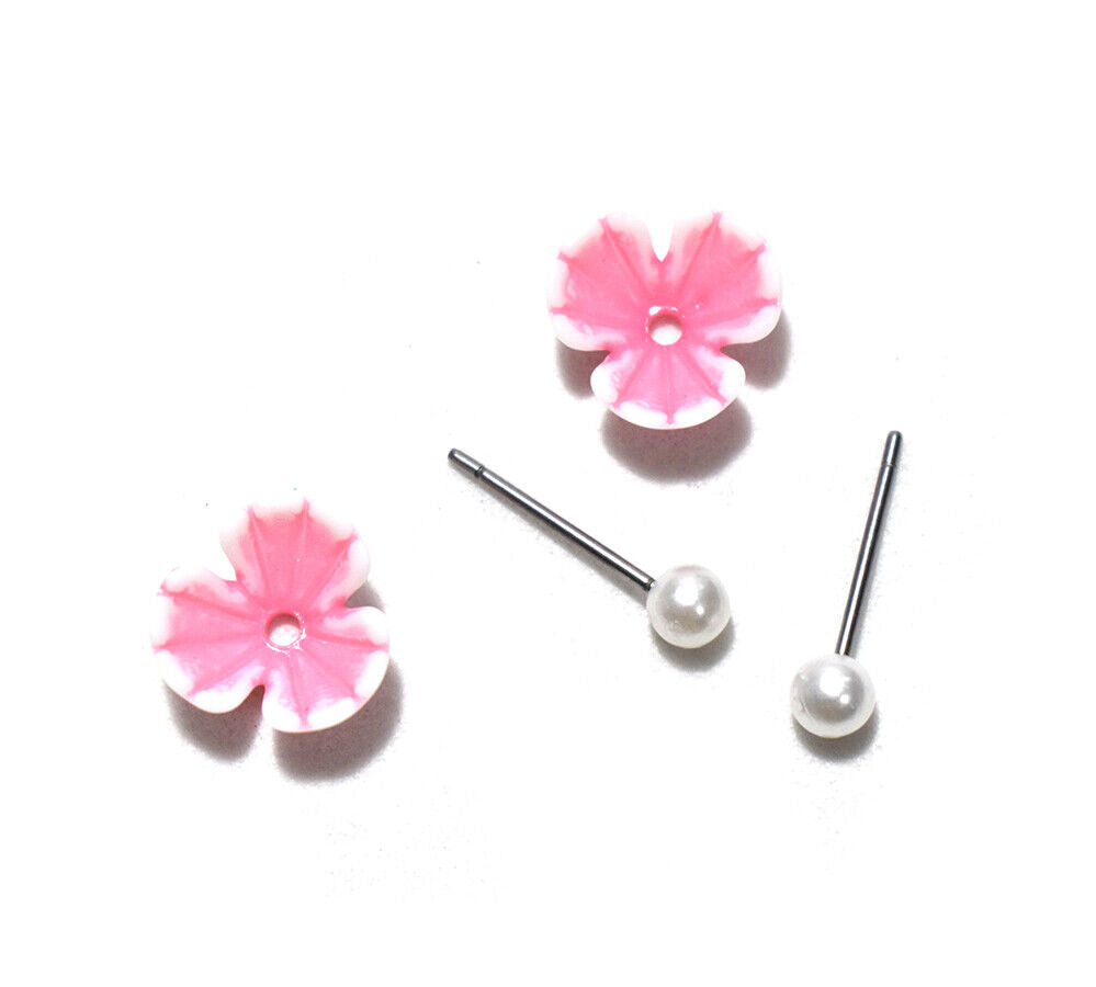 Pearl Flower Ear Stud Earring Pierced Retro Boho Partywear Bridesmaid Jewellery