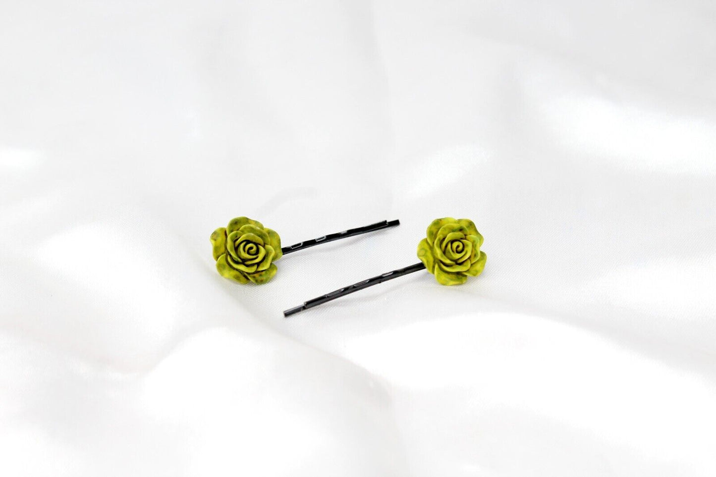 2x Hair Pins Bobby Pins Rose Flower Colourful Metal Grips Slide Pins Hair Clips